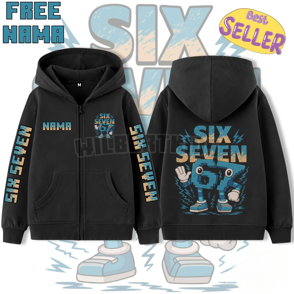SIX SEVEN 67 BRAINROT เสื้อแจ็คเก็ตซิปสําหรับเด็ก / หกเจ็ด 67 Brainrot เสื้อแจ็คเก็ตซิปเด็กชื่อฟรี