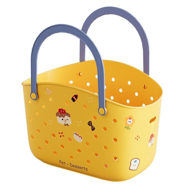 ตะกร้าเก็บของปิกนิก กลางแจ้ง Must-Have Dopamine Contrast Color Outing College Student Bathing Basket Swimming Storage Basket