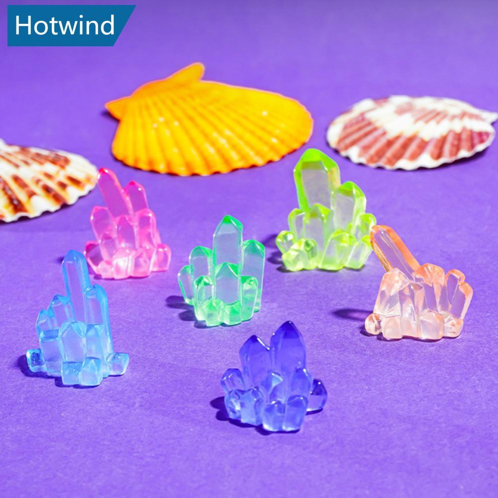 HW 6PCS Luminous คริสตัล Mini Decor 3D เรซิ่น Luminous เครื่องประดับสําหรับถังปลา Aquarium Garden De
