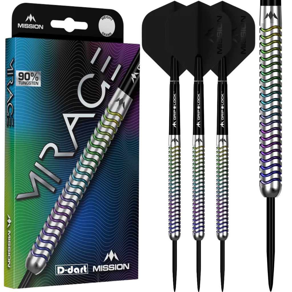 MISSION STEEL TIP DARTS - 23G/25G Mirage 90% Tungsten DART SET STEEL DART