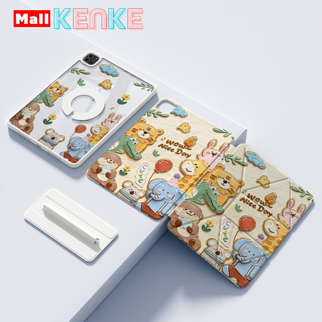 KENKE เคส iPad น่ารัก แบบพับ X สำหรับ iPad 2026 Air Pro 11 นิ้ว 13 นิ้ว M4/M5 Pro 12.9 inch Mini 6/7 เคส ipad 10 ไอแพคgen11 A16 Air 4 5 6 7 8 (2020/2021/2022) เคสไอแพด ipad air 11 นิ้ว m3