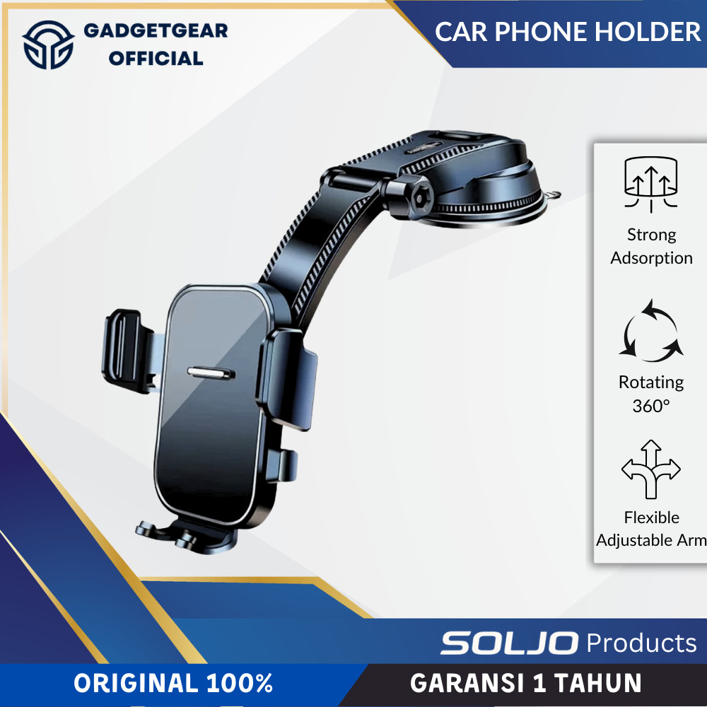 HP SOLJO 360 Glass Dashboard ที่วางโทรศัพท์ในรถยนต์° การหมุน – คอยาวยืดหยุ่นและดูดแรง