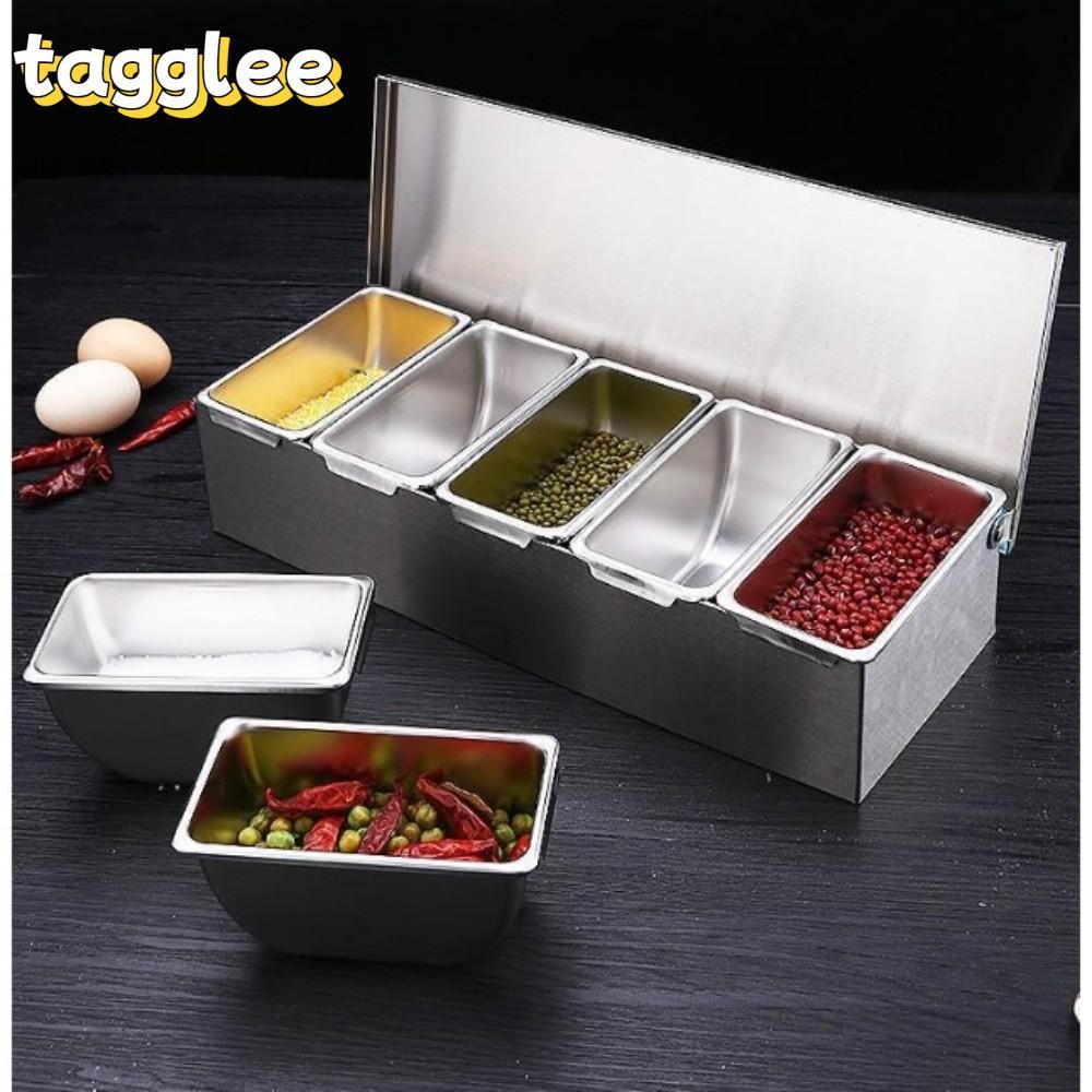 TAGGLEE กล่องปรุงรสน้ําปลาสแตนเลสภาชนะปรุงรสหนาที่ถอดออกได้พร้อมฝาปิดทําความสะอาดง่ายกล่องเก็บชิ้นครัวเชิงพาณิชย์