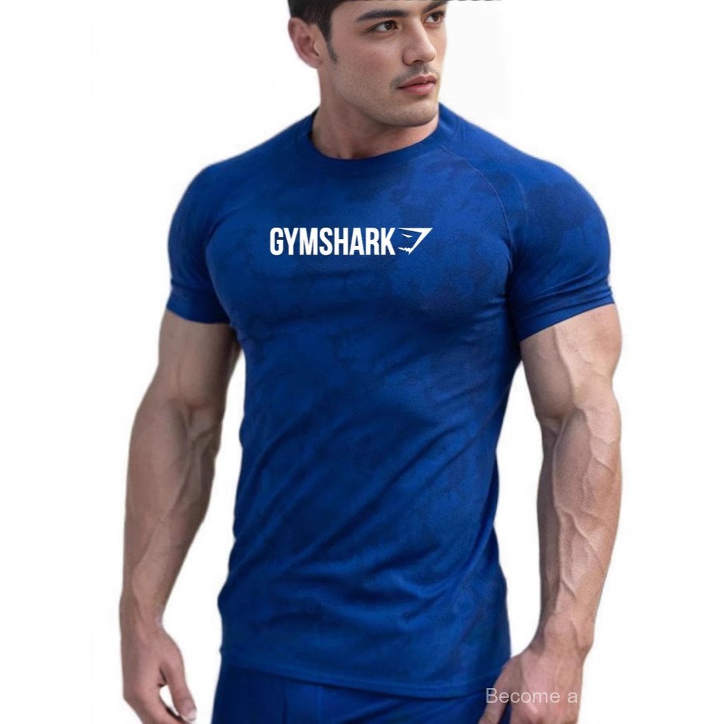 GYMSHARK New camouflage sportswear T Men's muscle compression shirt, high-elasticity training shirt,