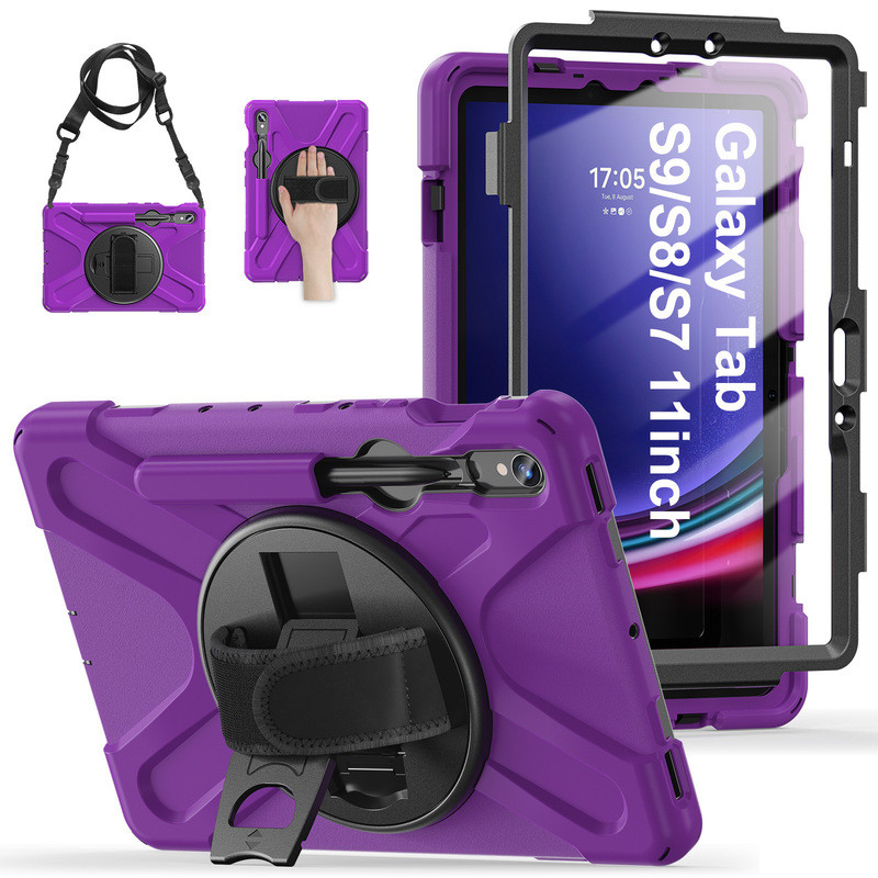 เหมาะสําหรับ Samsung แท็บเล็ตป้องกันกรณี Tab S30 37 ซม.S8 X710/X810 เคสป้องกันรวมทุกอย่างวงเล็บกันกร