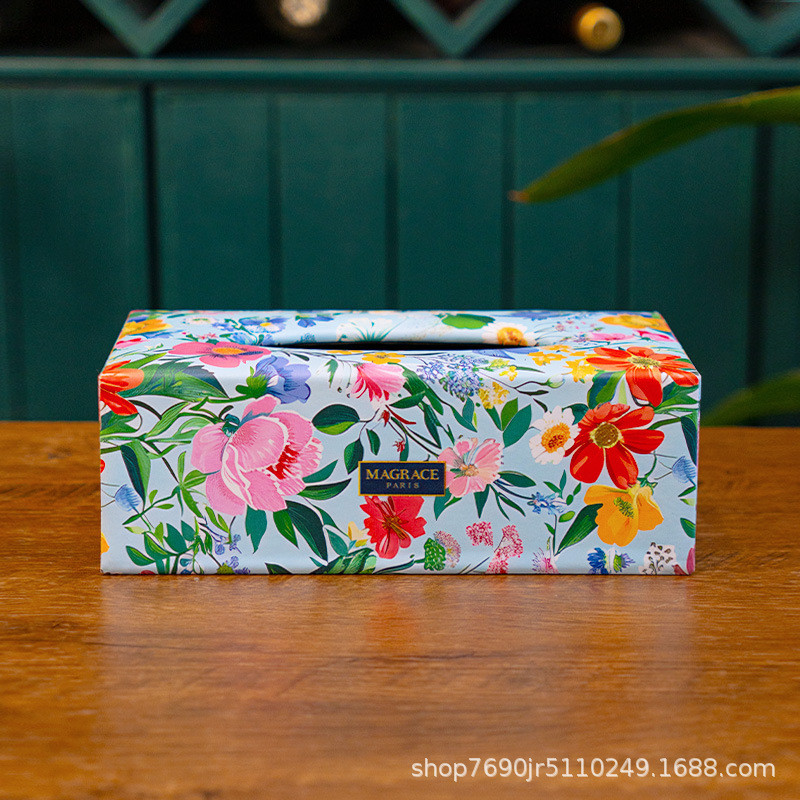 France MAGRACE Vitality Full of Green Shades กล่องทิชชู่ยาวในครัวเรือนทุกวันกล่องเก็บกระดาษทิชชู