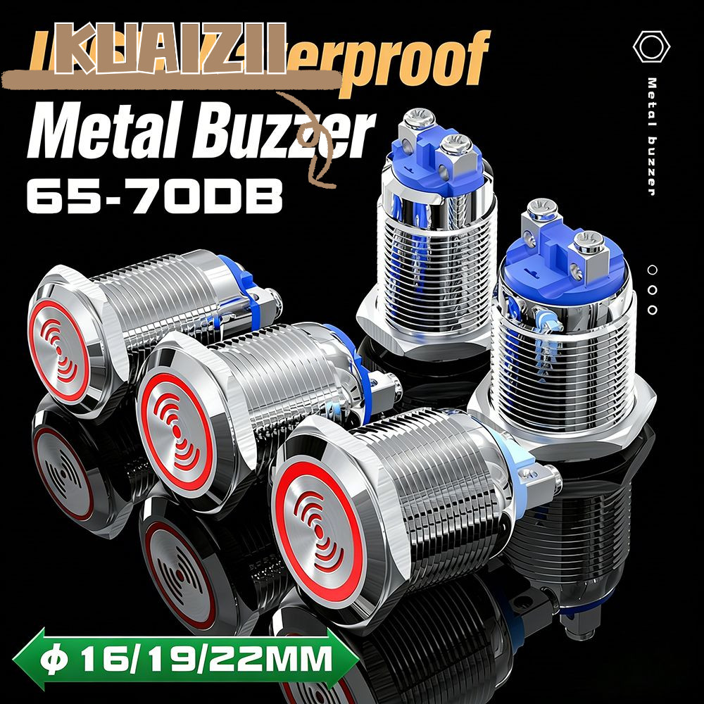 KUAIZII Metal Buzzer, 16 มม.19 มม.22 มม.เสียงดังนาฬิกาปลุกเตือน Buzzer, 12V 24V กันน้ําสแตนเลส Buzze