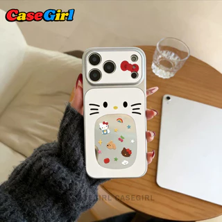 เคสโทรศัพท์ iPhone 17 13 15 11 14 12 Pro Max 16 15 Plus XR XS Max Hello Kitty สไตล์อินส์หรู กระจกเงิน กันกระแทก