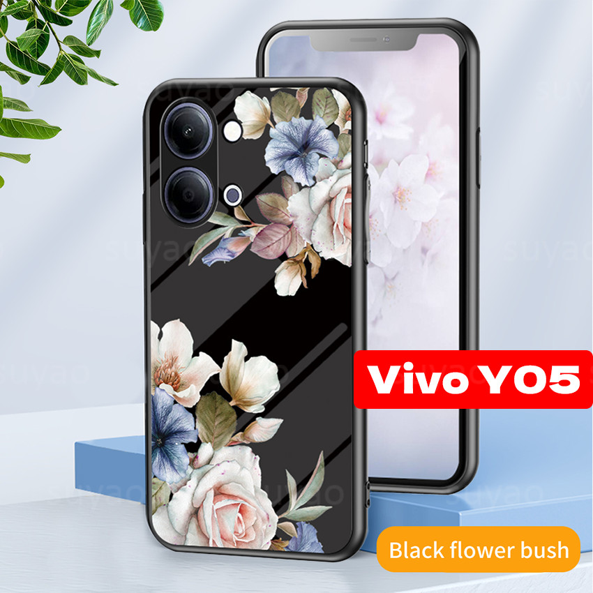 สําหรับVivo Y05 Y11D Y21 5G 2026 เคสโทรศัพท์Luxury Marble Gradienดอกไม้ปลอกVivoY05 VivoY11D VivoY21 ป้องกันกันกระแทกแฟชั่นสีกระจกนิรภัยปกหลัง