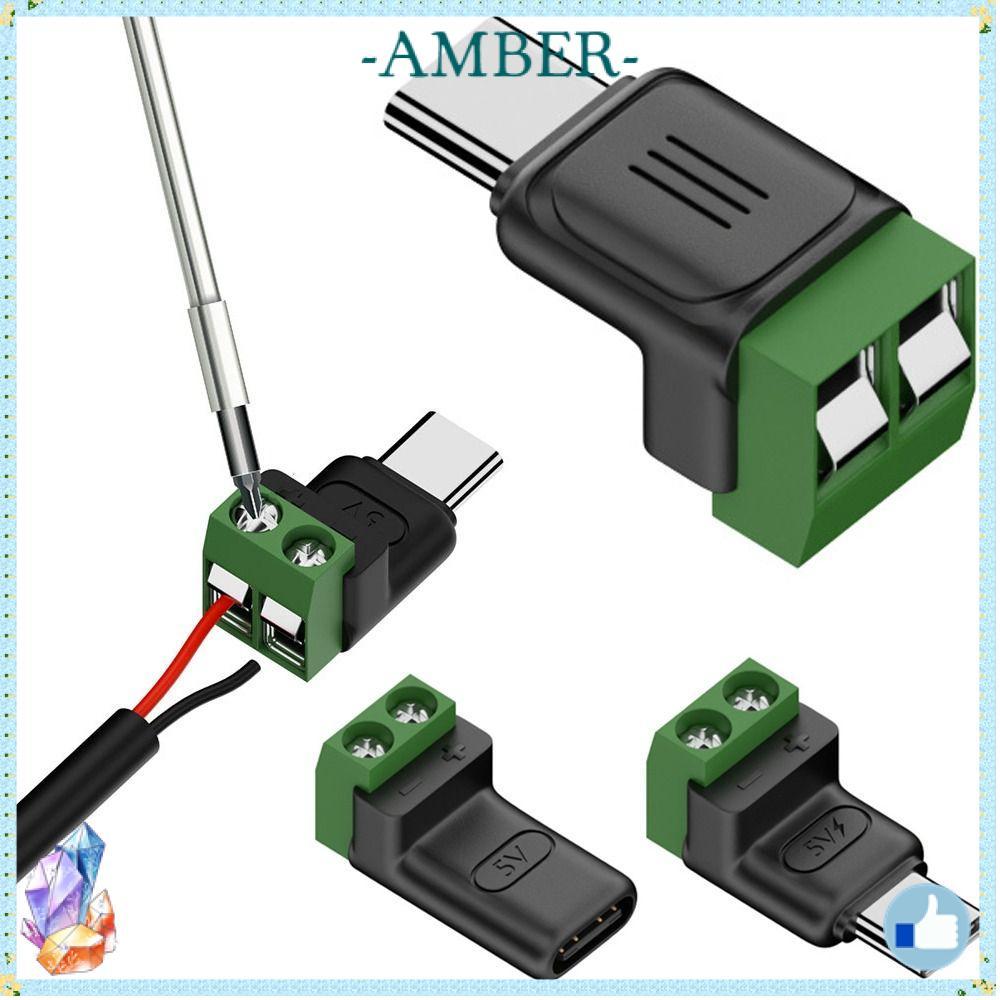 AMBER1FLLK USB C ถึง 2Pin Terminal Adapter, Solderless Plug 5V Crimp Terminal Block, คุณภาพสูงชาร์จ Conversion สีเขียว Type-C ถึง 2 Pin สายชาร์จสําหรับ DIY หรือซ่อม ราคา ถูกที่สุด ดีลบีเคเค