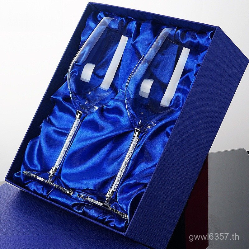Qijing องค์ประกอบหม้อชุดท้องหนึ่งคู่ถ้วยองุ่นเท้าจีน Shihong 2 แก้วไวน์ในครัวเรือน Luozhi กล่องของขว