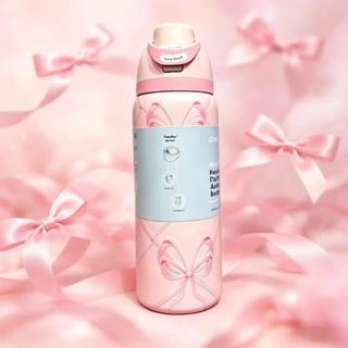 Owala FreeSip ขวดน้ําสแตนเลส 24 & 32oz ป้องกันการรั่ว BPA-Free Sports Travel Bottle with Straw & Wide Mouth – Pink Ribbon UO Exclusive Limited Edition