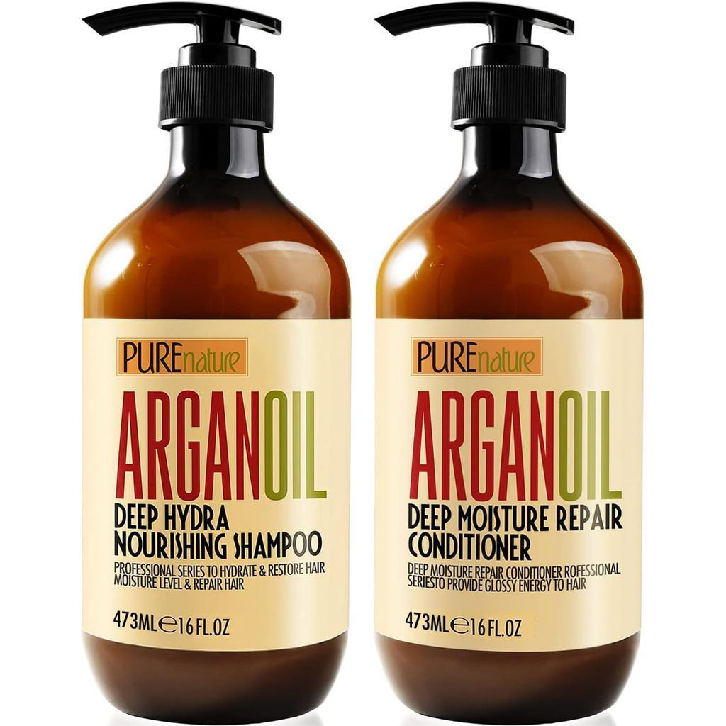 ชุดแชมพูและครีมนวดผม Argan Oil-ผลิตภัณฑ์ Argan Oil ฟรี Argan Care, บรรจุเคราติน-เหมาะสําหรับผมหยิก