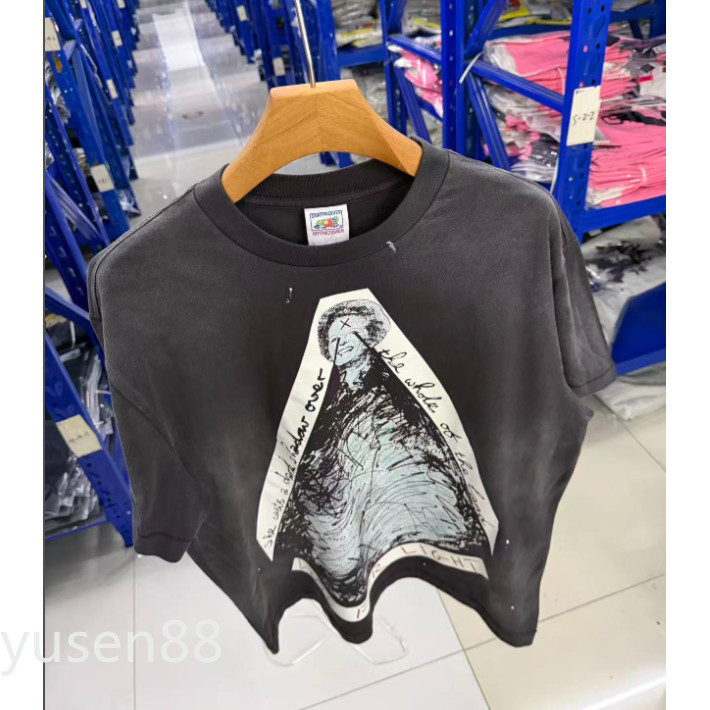 เสื้อยืดSAINT Mx6 888e แบบอกกลม สั้น sleevewashed distressed สไตล์ทันสมัย