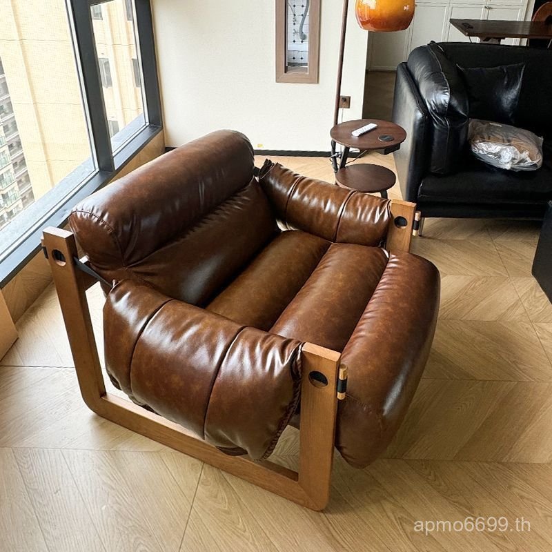 เก้าอี้โซฟาห้องนั่งเล่นโซฟาสไตล์เดี่ยวอิตาเลี่ยน Retro ไม้เนื้อแข็ง Designer Recliner Ze หรูหราขี้เก