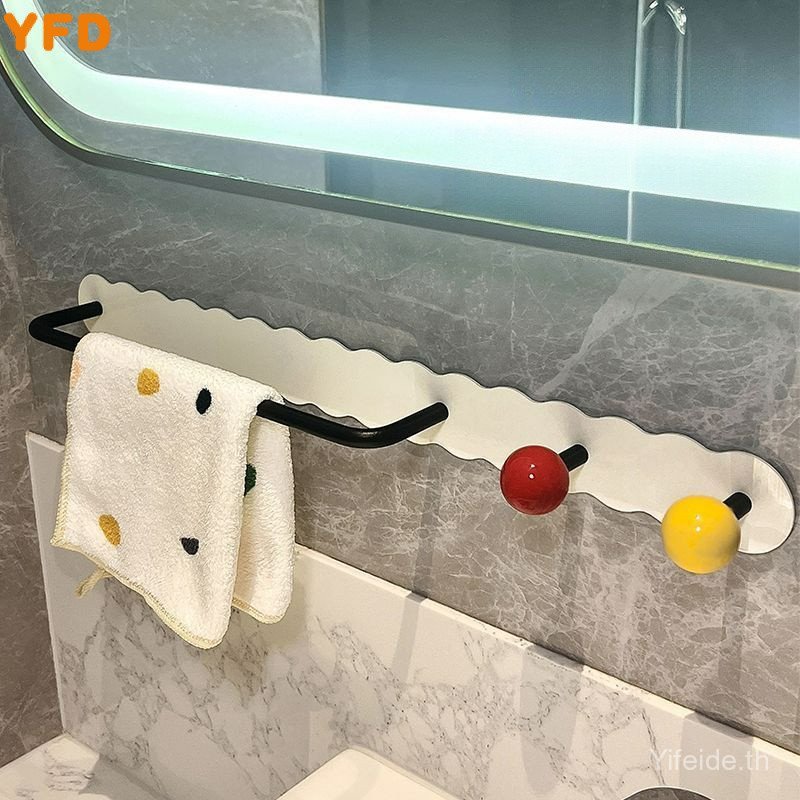 YFD Dopamine bathroom towel rack, wall-mounted, no-drill, single-hook towel bar, towel storage rack