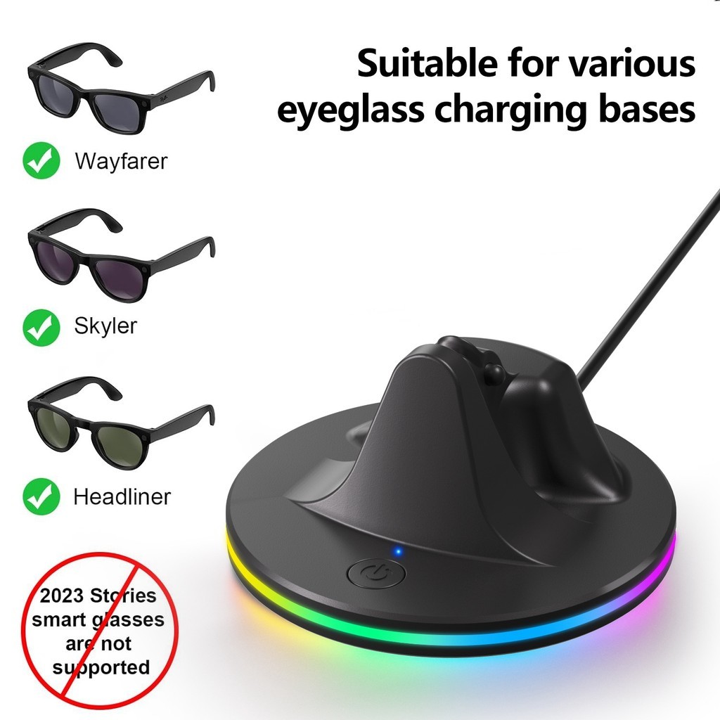 สําหรับ Ray-Ban Meta Headliner/Skyler/Wayfarer RGB แท่นชาร์จพร้อม USB to Type C สายชาร์จสําหรับ Ray-