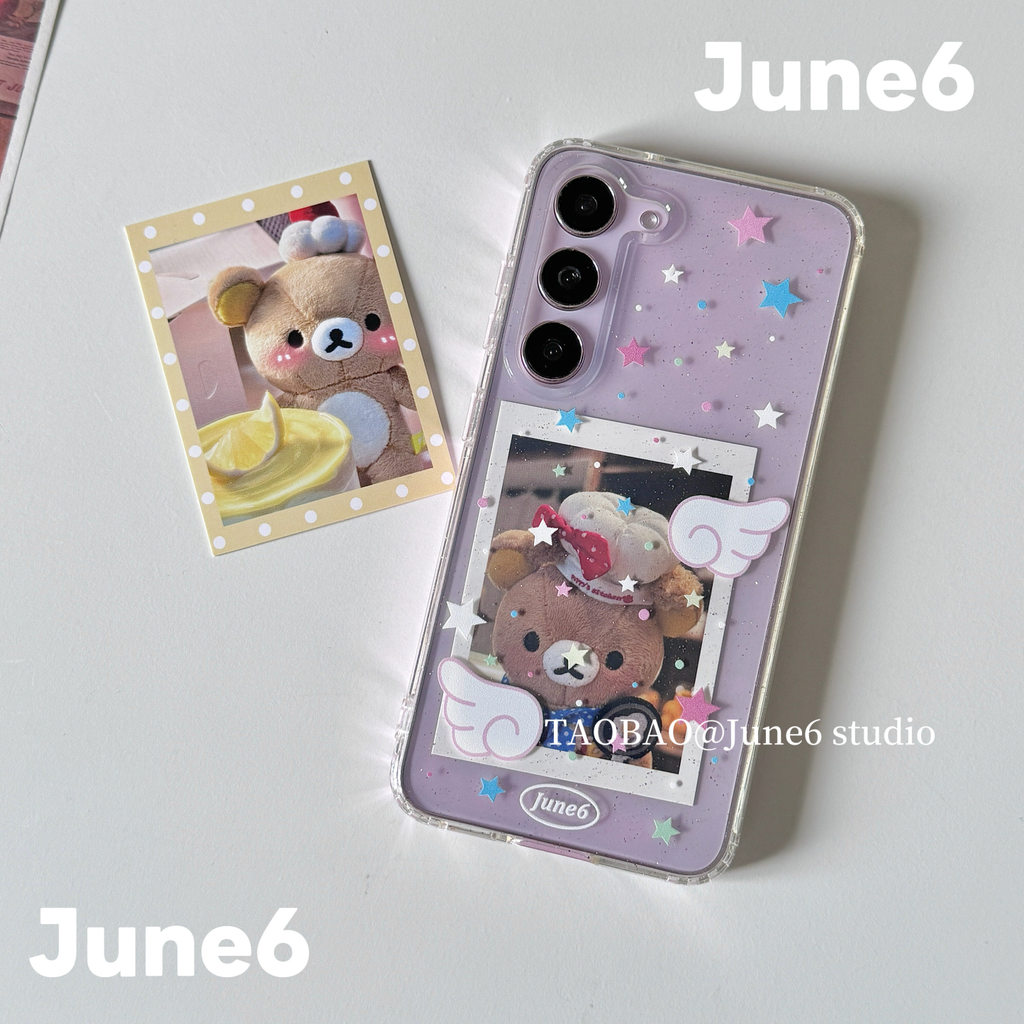 June6 studio เกาหลี ins Fine Glitter สาวน่ารักสีสัน Star Wings s26ultra เหมาะสําหรับ Samsung s25ultr