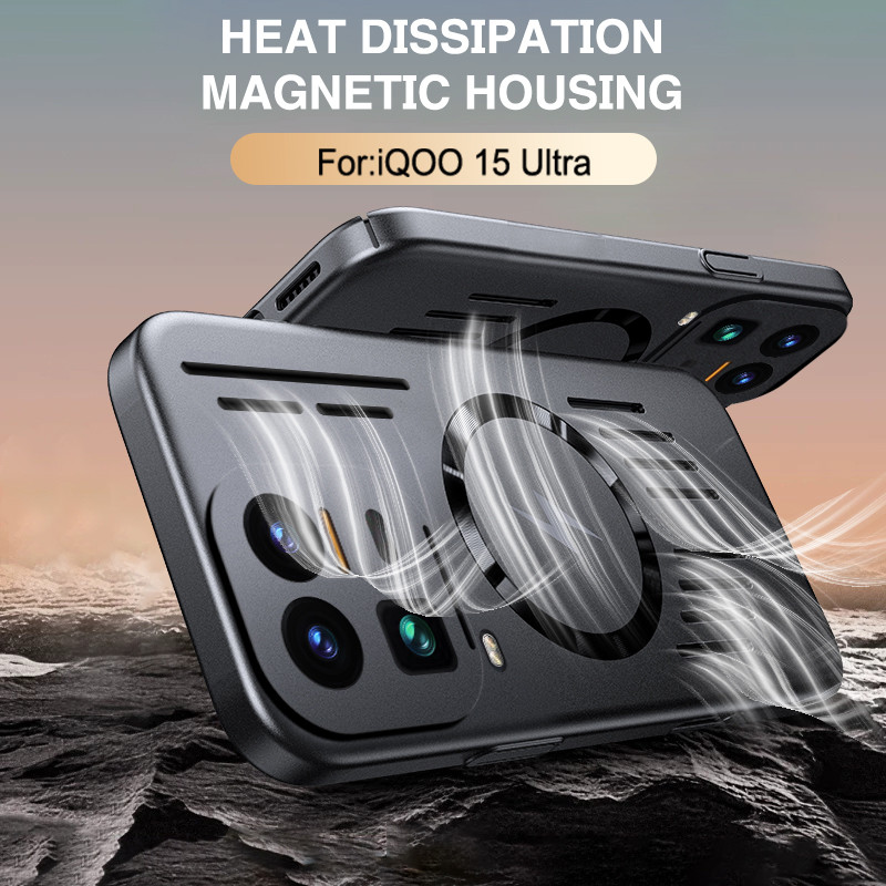 ขายร้อนสําหรับ VIVO X300 Pro IQOO 15 Ultra 13 12 Pro Neo 10 Pro Magnetic การกระจายความร้อนเคสโทรศัพท์ป้องกันเลนส์ Matte Metallic Texture Cover