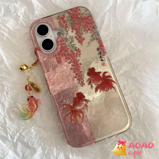 เคสIMDปลาคราฟดอกบัว มงคลเสริมดวงการเงิน ดีไซน์หรูหรา iPhone 7Plus 13 11 15 14 12 Pro Max 8 15 Plus X XS XR Max SE 2022