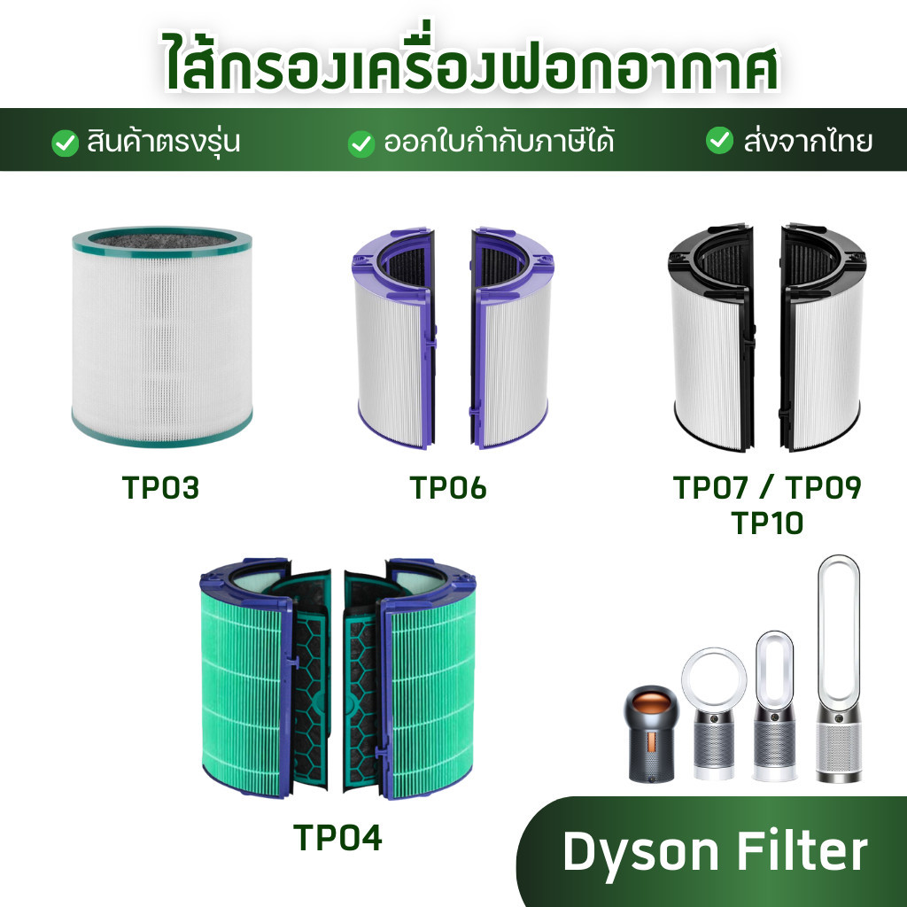 ไส้กรองอากาศ Dyson TP00, TP03/ TP04, DP04/ TP06 / TP07 / TP09 / TP10 สำหรับเครื่องฟอกอากาศไดสัน