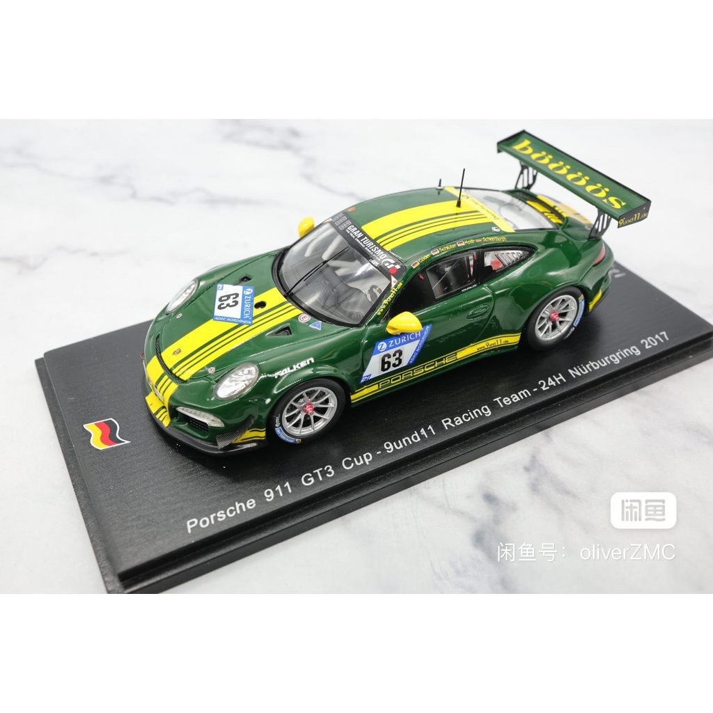 [Orphan] spark 1/43 Porsche 911 GT3 Cup 2017 New Taipei 24 Hours Racing No. 63 Original Package เกือ