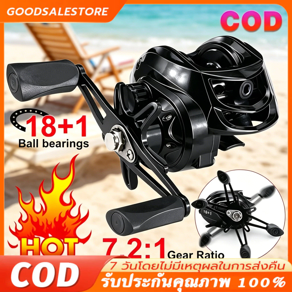 รอกตกปลา AK2000 15 กก.ลากสูงสุดตกปลา Reel Cast 7.2 : 1 ความเร็วสูง 18 + 1BB Baitcasting ตกปลาReel แม่เหล็กเบรคส
