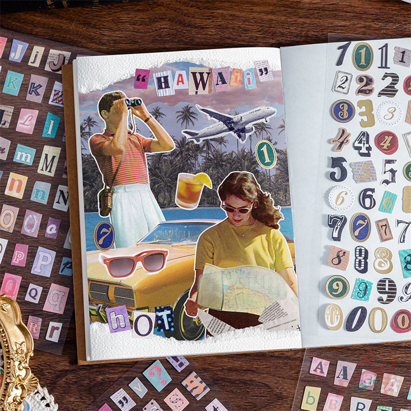 ❉ สติ๊กเกอร์ตัวอักษรและตัวเลขย้อนยุค ❉ 6แผ่น/ชุด DIY แฟชั่นไดอารี่ Scrapbooking Decals สติกเกอร์ ราคา ถูกที่สุด ดีลบีเคเค แกลเลอรีภาพที่ 6