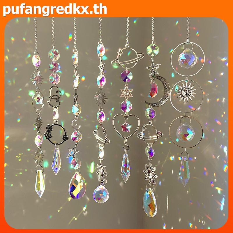 PUDKX แขวนจี้คริสตัล Garden Suncatcher Wind Chimes Rainbow Prism คริสตัลสําหรับตกแต่งหน้าต่าง
