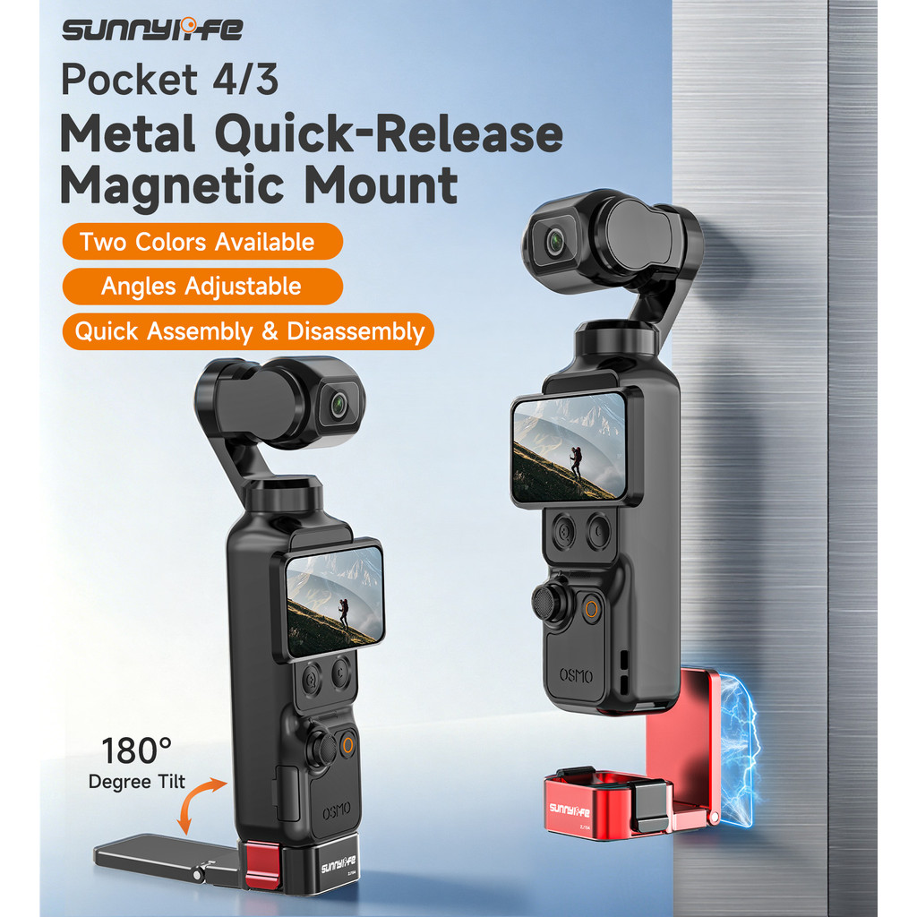 สําหรับ DJI Osmo Pocket 4/3 โลหะ Quick-Release Magnetic Mount สําหรับ DJI Osmo Pocket 4/3 ฐาน 1/4 ขยายการถ่ายภาพอุปกรณ์เสริม