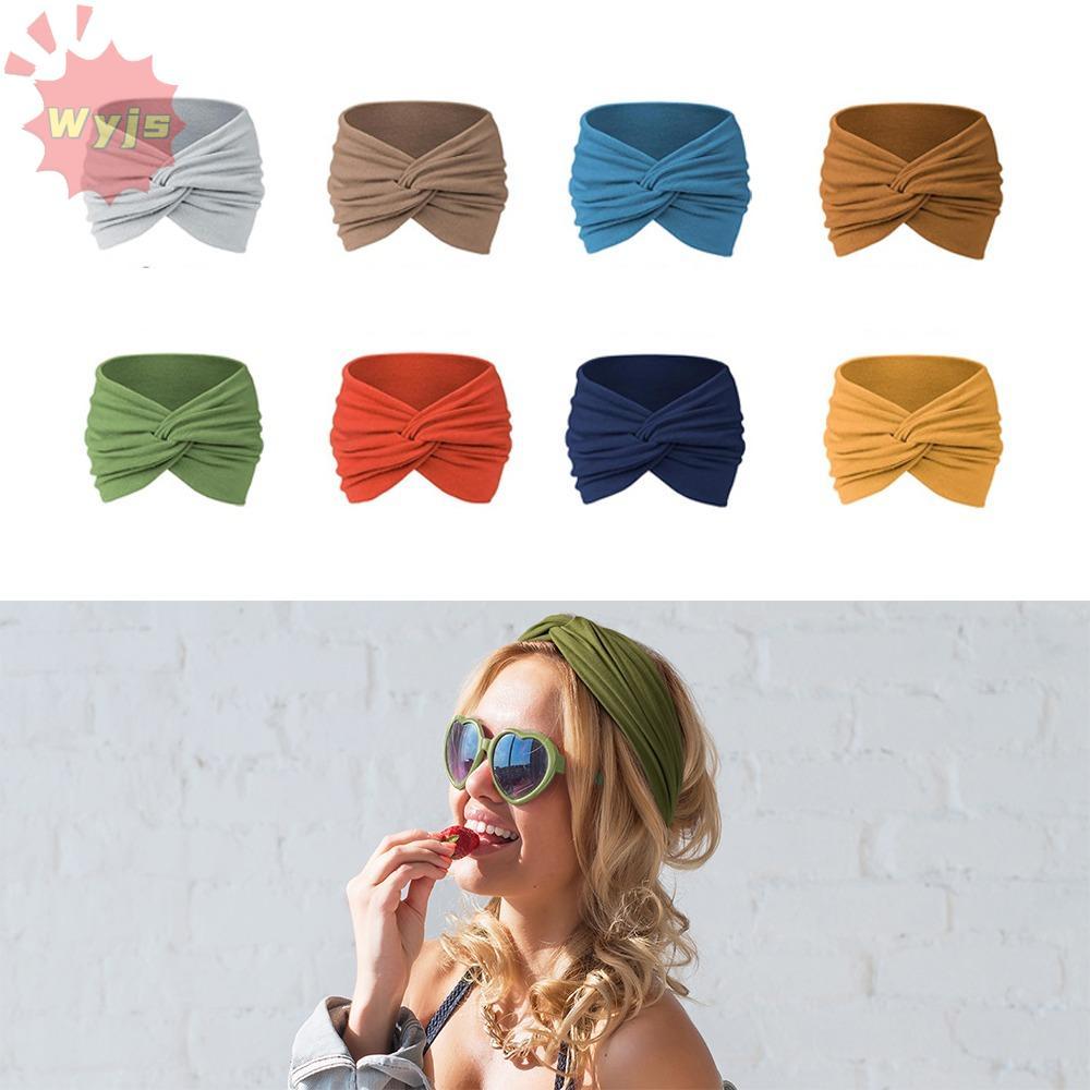 WYJS Running Headwrap, Bohemian Solid Color Headband, Extra Large Elastic Wide Soft Bandana for Dail
