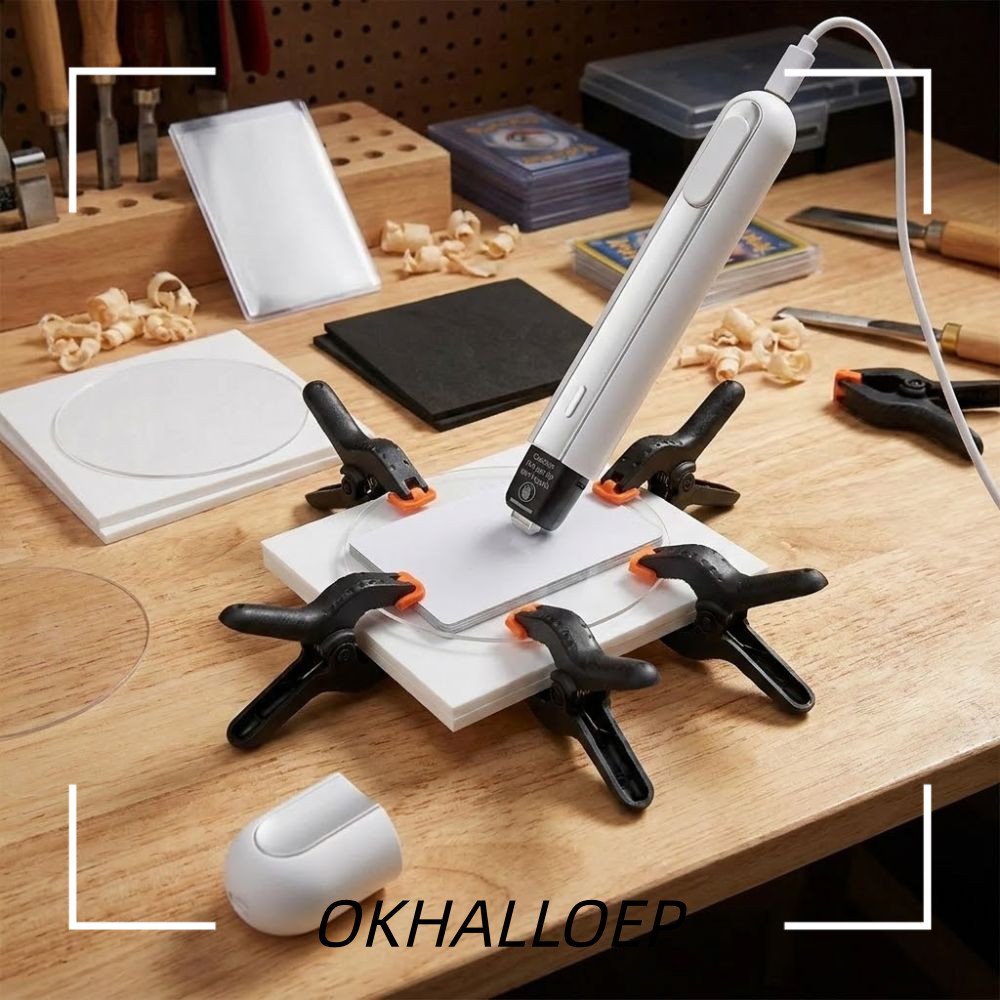 IOKHALLO ชุดทำความสะอาดและแบนการ์ด 52 ชิ้น พร้อมอุปกรณ์เสริมในเคสมัคริลิก พกพาได้ง่าย สำหรับผู้สะสมการ์ด