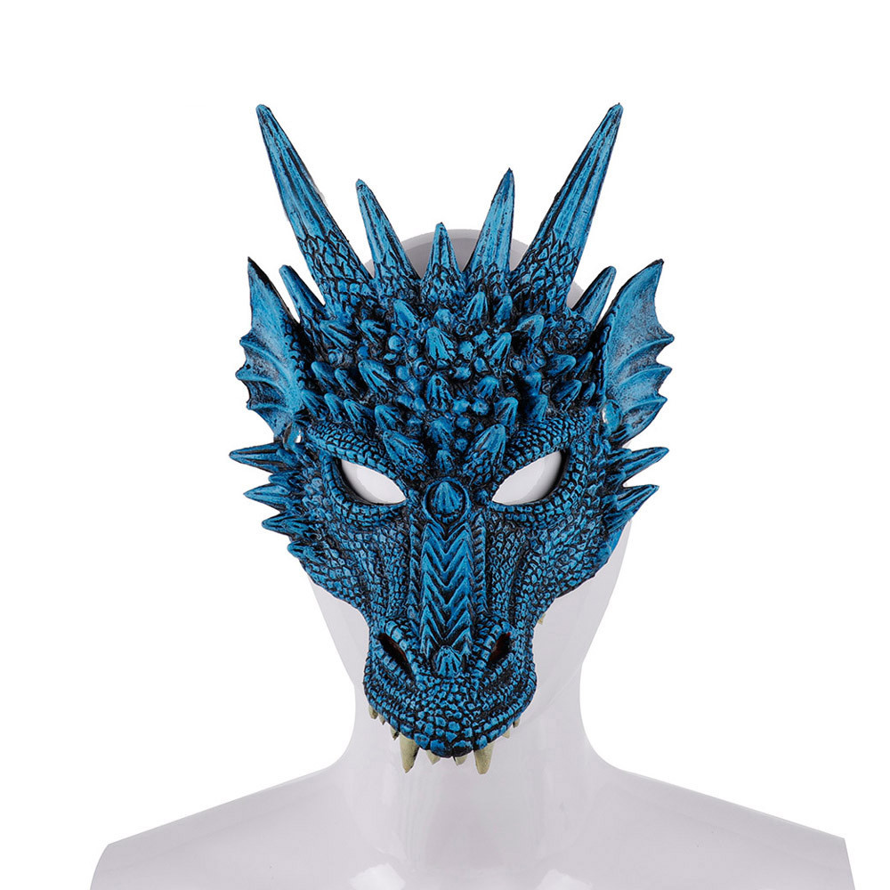 สต็อก PU โฟมหน้ากากมังกรฮาโลวีน Mardi Gras Carnival Party PU โฟม 3D ขายส่งอุปกรณ์เสริมคอสเพลย์ Elega