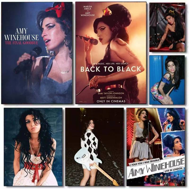Beauty Singer A-Amy W-Winehouse Painting Calligraphy Frameless Canvas Poster Wall Art Perfect for Ki