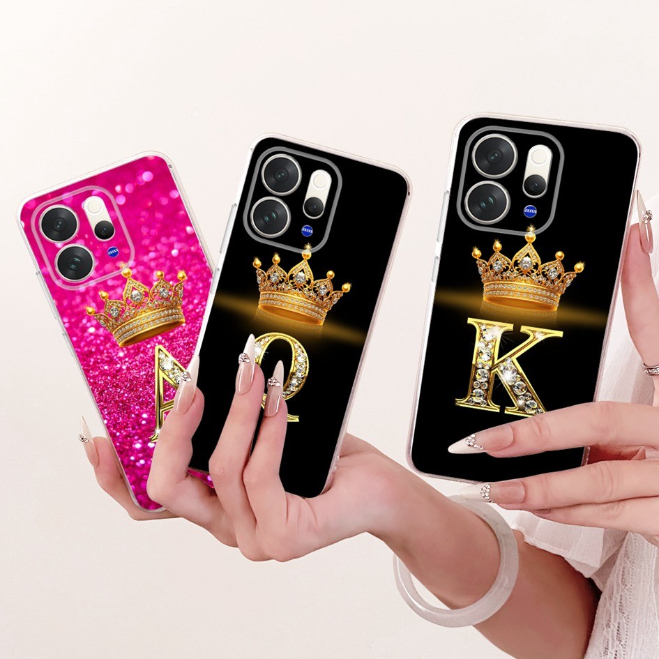 สําหรับ Vivo V70 2026 ปลอก V2538 แฟชั่นตัวอักษรเริ่มต้น Crown ซิลิโคนอ่อนนุ่มโทรศัพท์ฝาหลังสําหรับ V