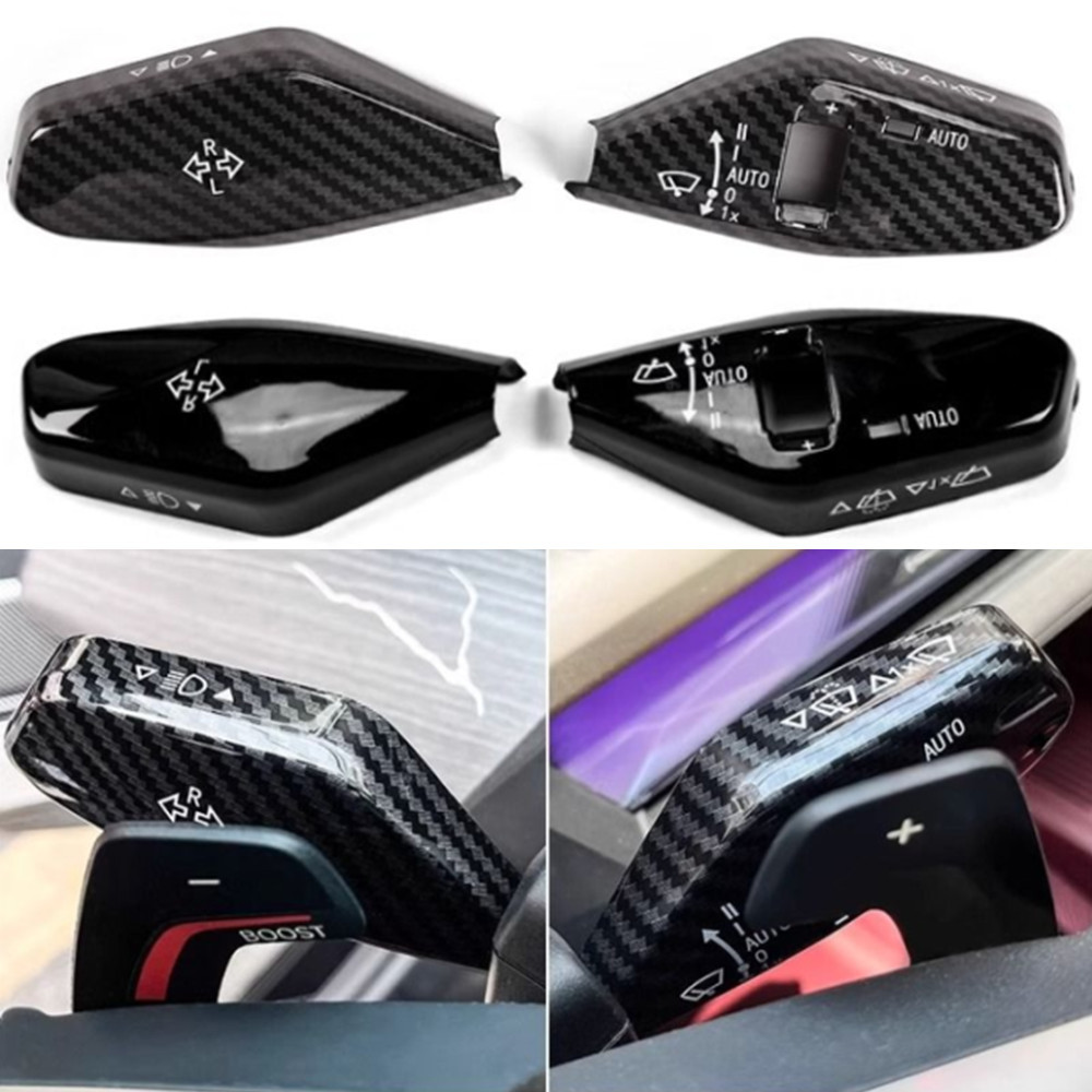 ABS จัดแต่งทรงผมรถพวงมาลัยคอลัมน์ Shift Cover ไฟหน้า Wipper Cruise Switch Rod Trim Fit สําหรับ BMW 5