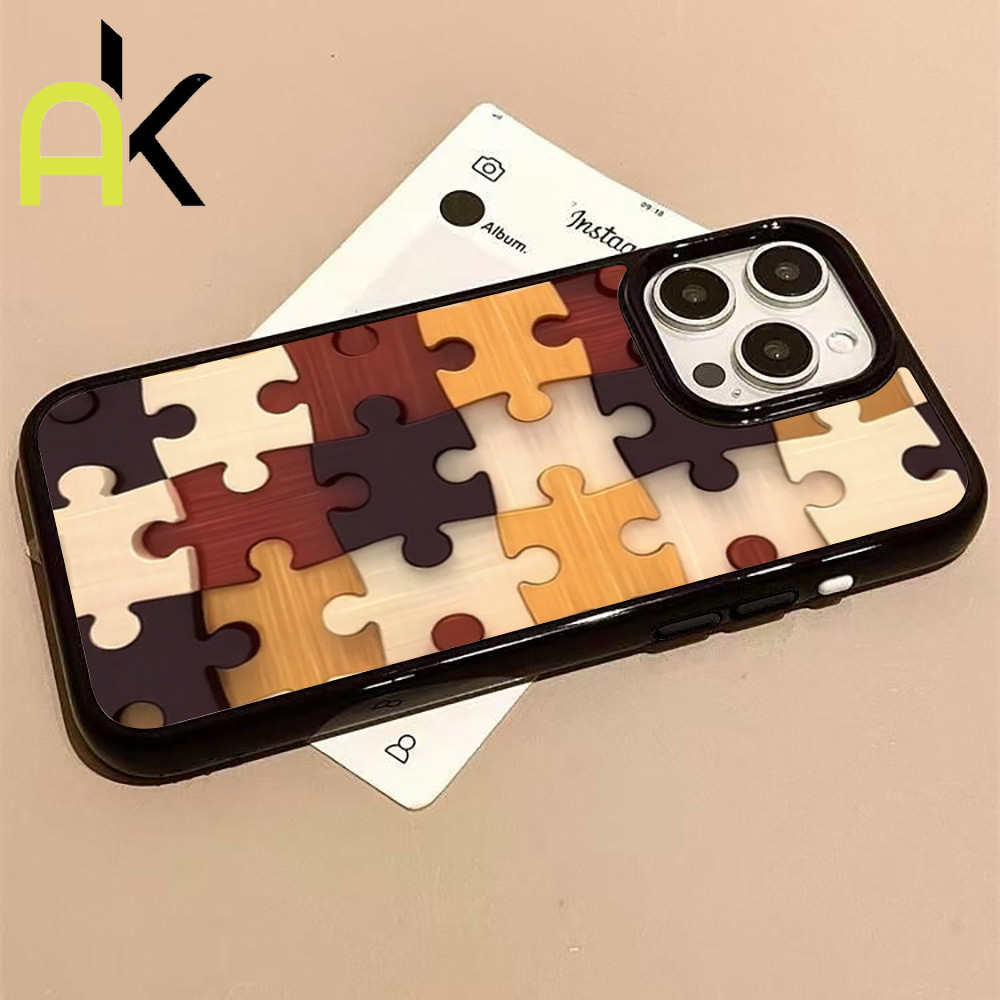 AK ปริศนา กรณี for IPhone 11 14 13 12 15 16 17 Pro Max ปลอกใสอะคริลิคสีดําสําหรับ ไอโฟน 17 Pro Max