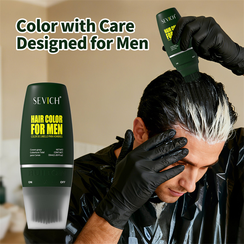 SEVICH เซวิช ย้อมผมสําหรับผู้ชายย้อมผมสีดําสารสกัดจากพืชบริสุทธิ์สําหรับผมหงอกย้อมผมเงาติดทนนาน