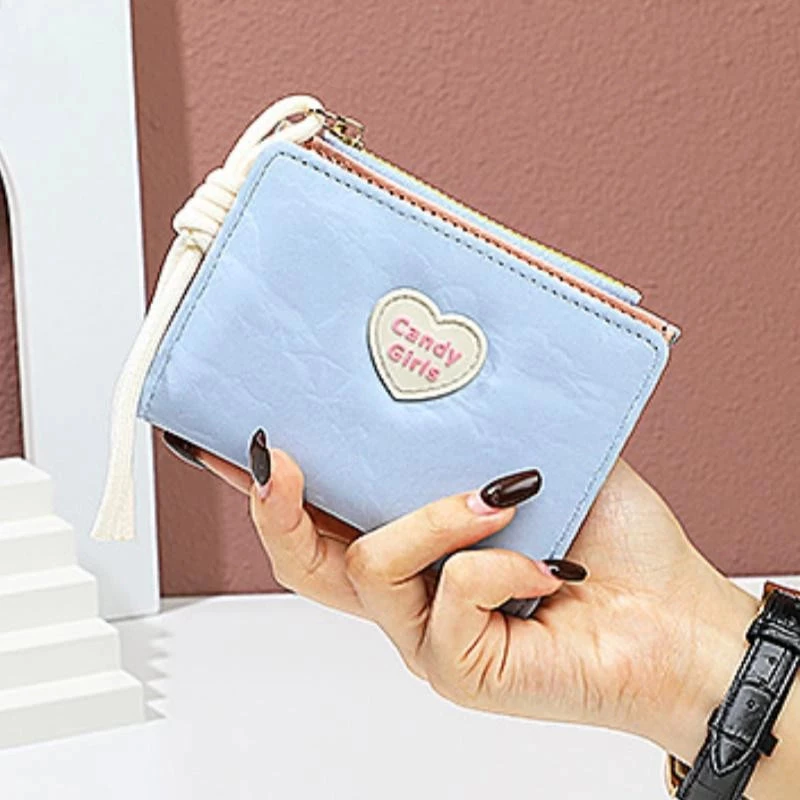 BLIVO 【พร้อมส่ง】กระเป๋าสตางค์สไตล์เกาหลีน่ารักๆ รูปหัวใจ ดีไซน์มินิมอล แบบพกพาง่าย ขนาดเล็ก หลายฟังก์ชั่น ทั้งใส่เงิ