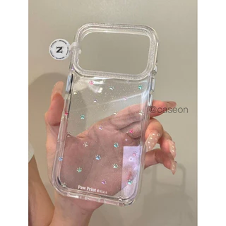 Caseon โปร่งใสใสกระพริบเพชรกรอบสูงขึ้นเลนส์ป้องกันที่เรียบง่ายน่ารักที่มีสีสันดาวกรงเล็บขนาดเล็กเหมาะสําหรับ ไอโฟน17โปรแม็กซ์16โทรศัพท์มือถือป้องกันกรณี15รูปแบบใหม่17ดาวห้าแฉก