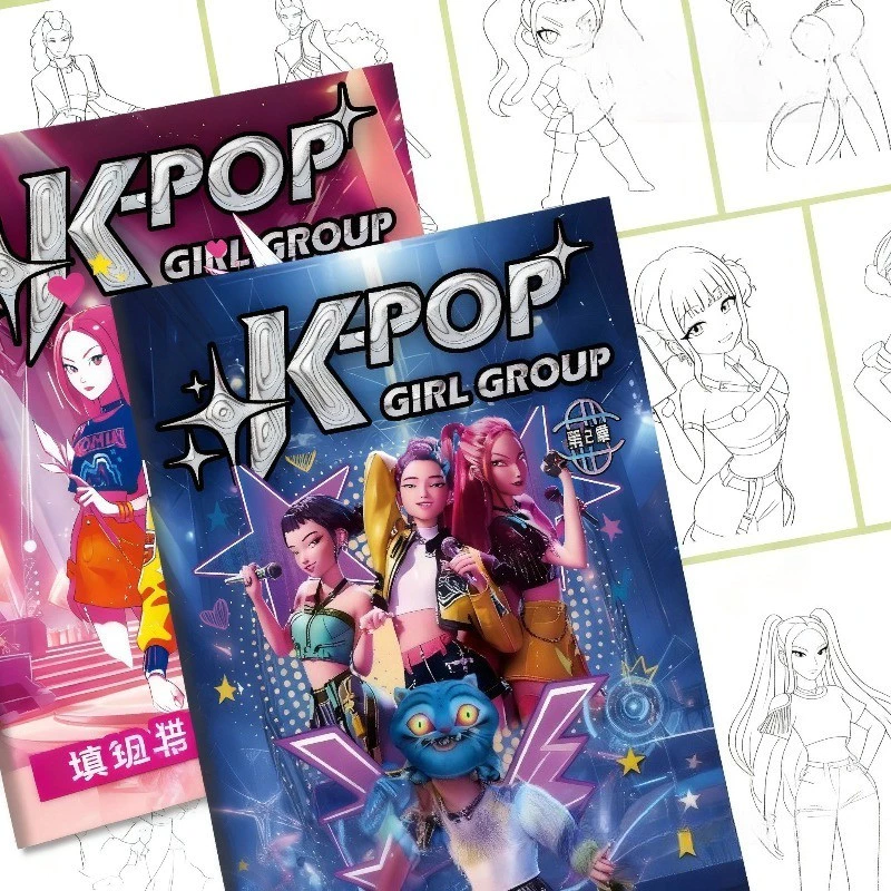K-pop Demon Hunters สมุดระบายสี Rumi Mira Zoey sketchbook diy วาดภาพ coloring book เด็ก ของขวัญ