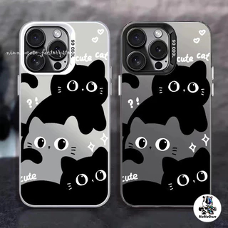 🔥ส่งจากไทย🔥For เคสไอโฟน11/12/13/14/15/16/17 Pro Max Cute Black Cat TPU Matte Case For iPhone 13,14,15,13PM,14PM,15PM เคส