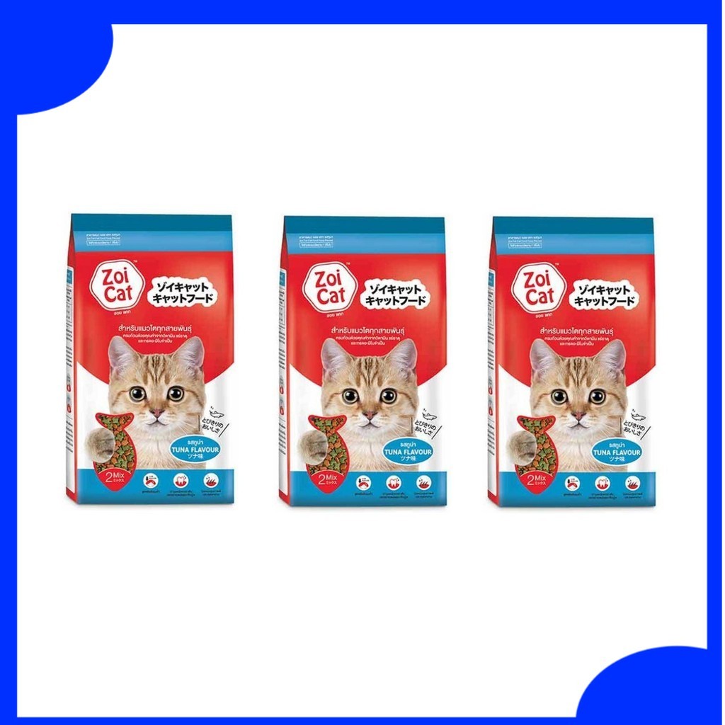 แพ็ค 3 ถุง Zoi cat อาหารแมวโตทุกสายพันธุ์  รสทูน่า ขนาด 1 Kg.