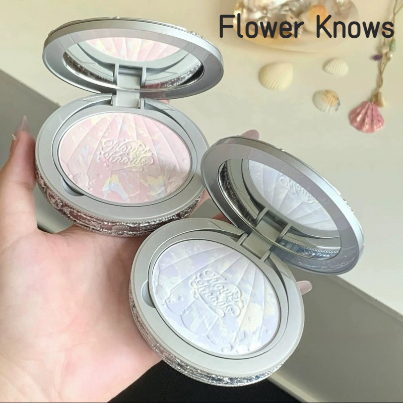 ดอกไม้ Knows Shell Pearl Honey Powder แต่งหน้ายาวนานควบคุมน้ํามัน Clear Matte Brightening แต่งหน้า Soft Core Base แต่งหน้า Fine Skin-Fine ผิวแป้งเค้กแต่งหน้าแป้ง