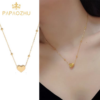PAPAOZHU สร้อยคอมุกหัวใจทองคำ 14K เพชรสังเคราะห์ สำหรับผู้หญ…