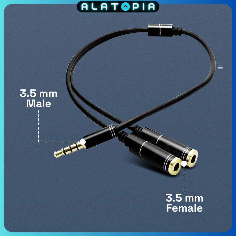 Overfly Splitter AUX 3.5mm Male to 3.5mm Female Headphone Mic 37cm - AV114
