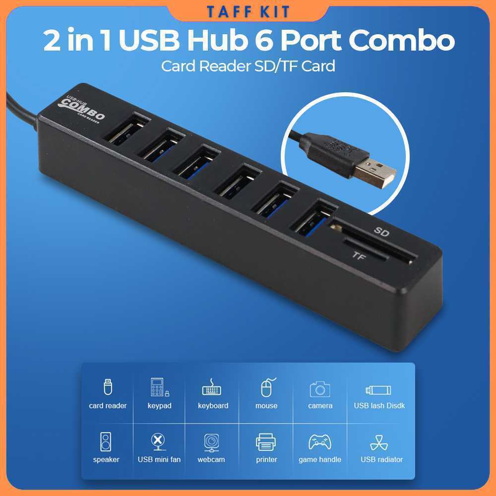 เครื่องอ่านการ์ด 8in1 USB 2.0 USB Hub USB 2.0 MicroSD SD TF Card - CB220602