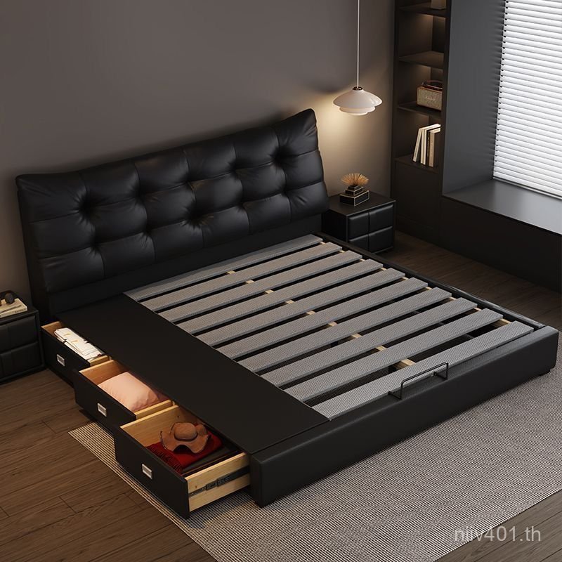 & Double Big Bedside Layer Beef J1.8 x2 Modern Simple Beige Luxury Bed Big Black Bear Soft Wrapped B