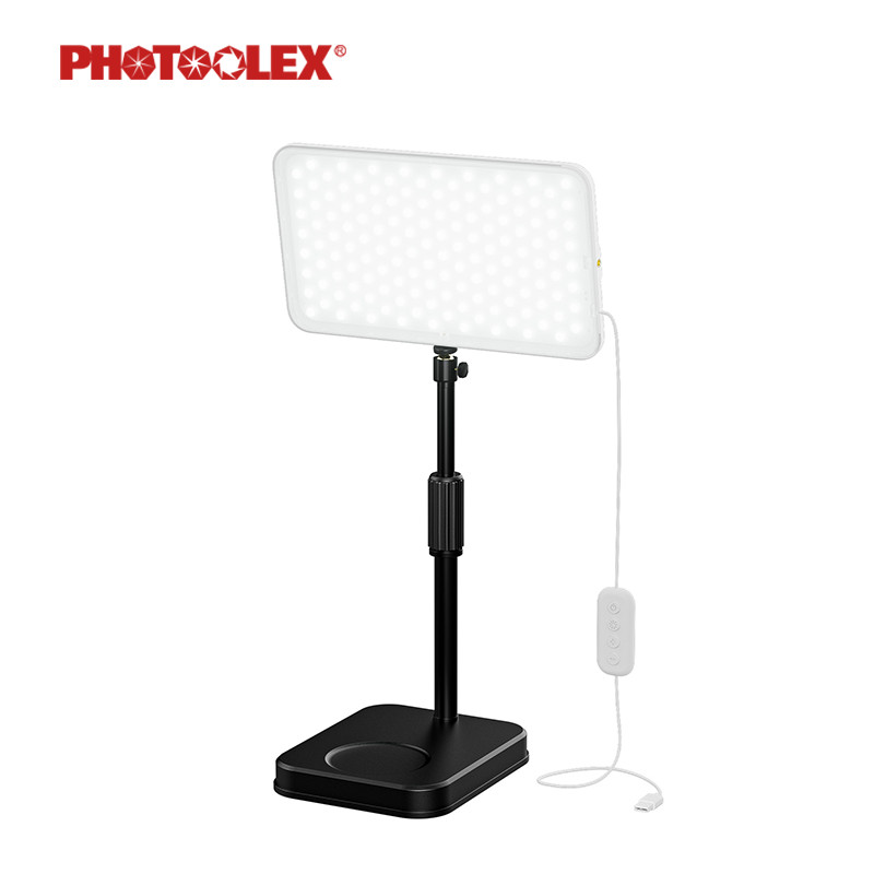 PHOTOOLEX ไฟสี่เหลี่ยม LED กำลังไฟ 10W อุณหภูมิสี 2500-9900K ดัชนีสี Ra≥95 สูง ขาตั้งปรับได้ ถ่ายภาพ