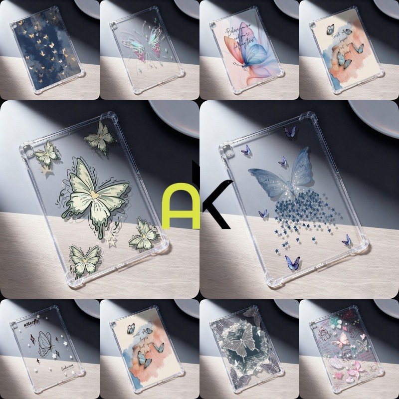 AK เคสแท็บเล็ต TPU ใสแบบนิ่ม For Samsung Galaxy Tab S9 S10 FE S6 Lite S7 Plus A9 A11 A8 ปลอกซิลิโคนใสกันกระแทกป้องกันการ
